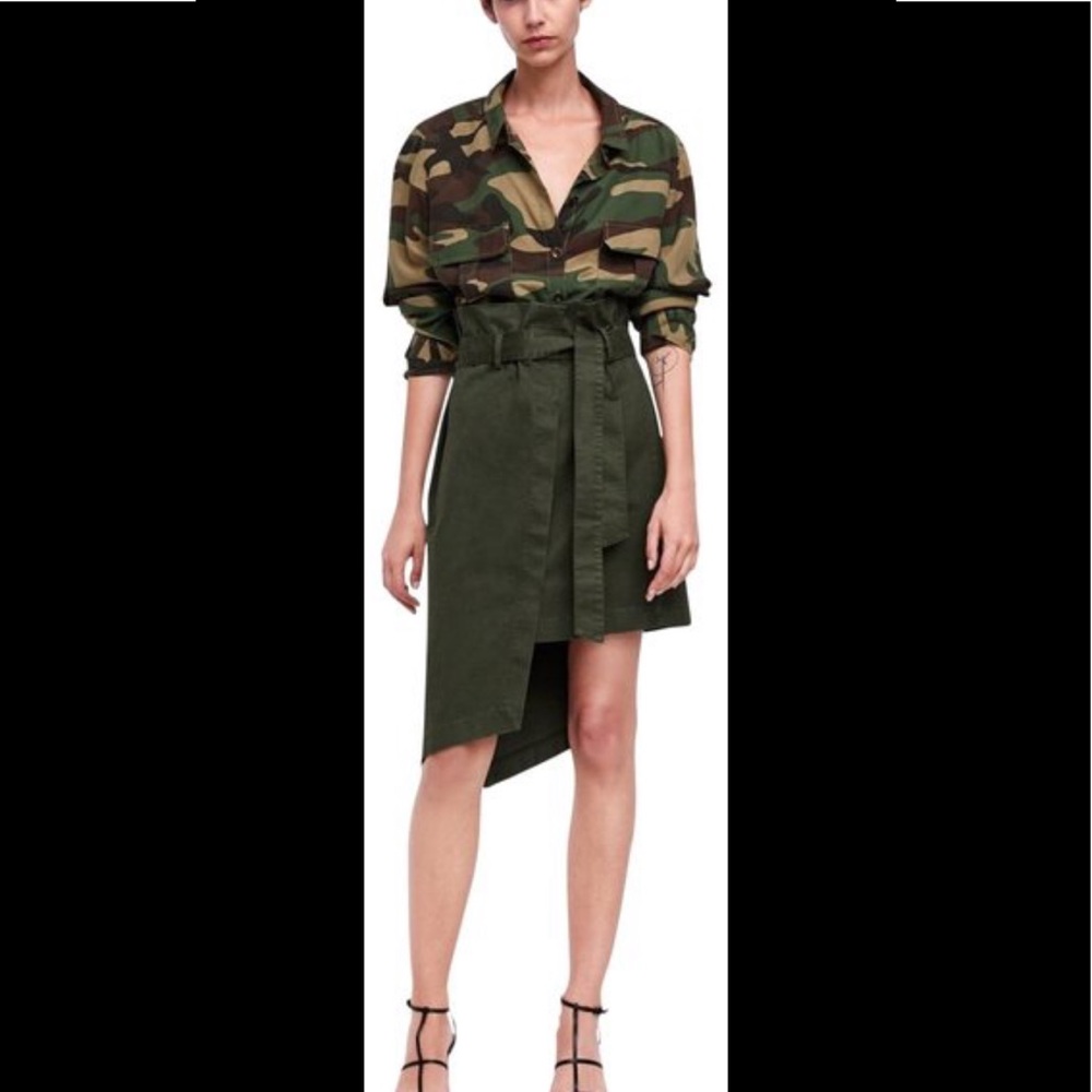 ZARA ASYMMETRIC PAPER BAG SKIRT